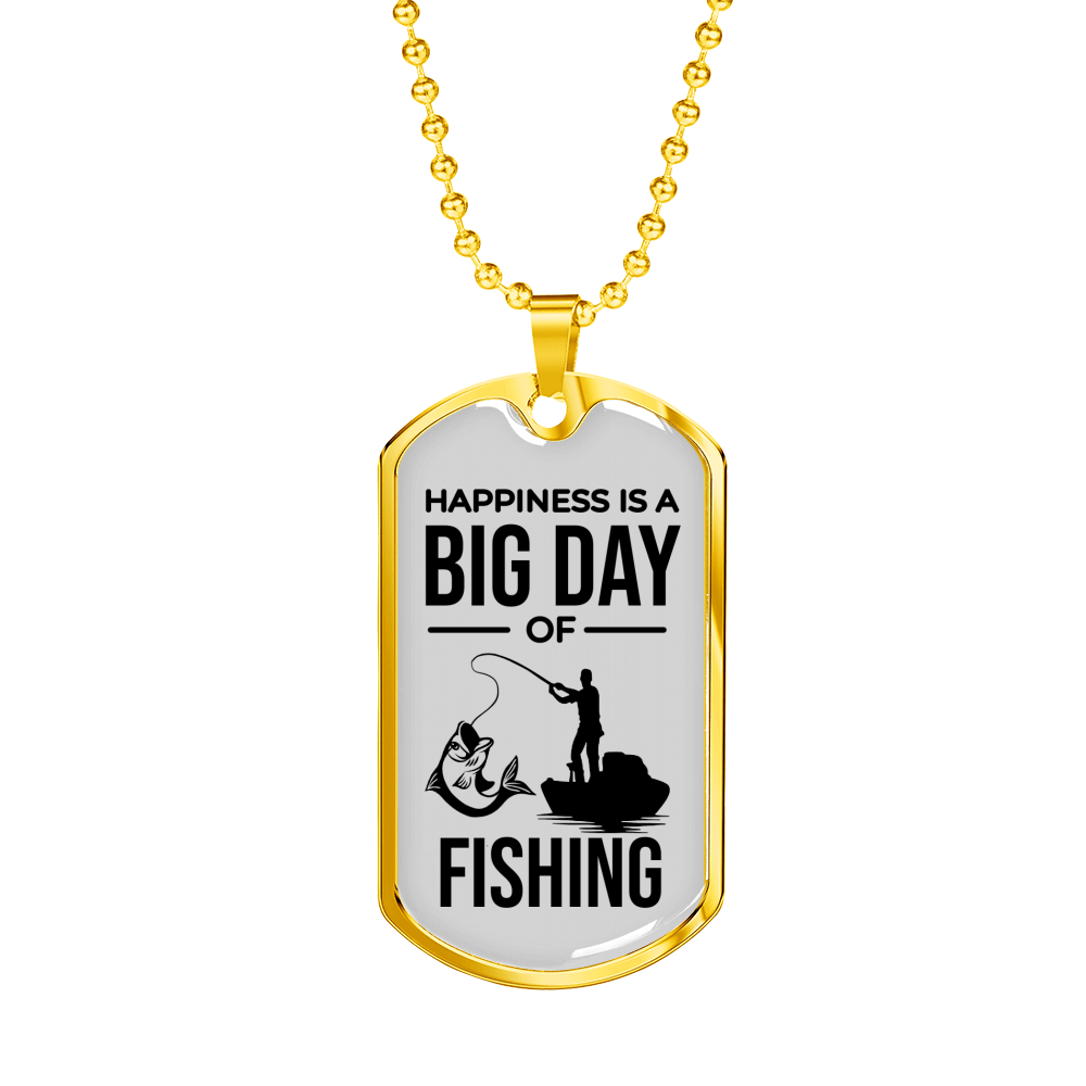 Happiness Is A Big Day Dad Gift Necklace Stainless Steel or 18k Gold Dog Tag w 24" Chain-Express Your Love Gifts