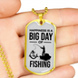 Happiness Is A Big Day Dad Gift Necklace Stainless Steel or 18k Gold Dog Tag w 24" Chain-Express Your Love Gifts