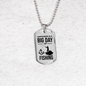 Happiness Is A Big Day Dad Gift Necklace Stainless Steel or 18k Gold Dog Tag w 24" Chain-Express Your Love Gifts