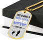 Reel Cool Dad Dog Tag Dad Gift Necklace Stainless Steel or 18k Gold Dog Tag w 24" Chain-Express Your Love Gifts