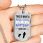 Reel Cool Dad Dog Tag Dad Gift Necklace Stainless Steel or 18k Gold Dog Tag w 24" Chain-Express Your Love Gifts