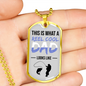 Reel Cool Dad Dog Tag Dad Gift Necklace Stainless Steel or 18k Gold Dog Tag w 24" Chain-Express Your Love Gifts