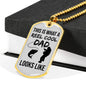 Reel Cool Dad Dog Tag Gifts for Dad Father Necklace Stainless Steel or 18k Gold Dog Tag w 24" Chain-Express Your Love Gifts