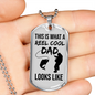 Reel Cool Dad Dog Tag Gifts for Dad Father Necklace Stainless Steel or 18k Gold Dog Tag w 24" Chain-Express Your Love Gifts