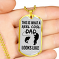 Reel Cool Dad Dog Tag Gifts for Dad Father Necklace Stainless Steel or 18k Gold Dog Tag w 24" Chain-Express Your Love Gifts