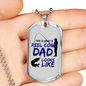 Father gift Reel Cool Dad Necklace Stainless Steel or 18k Gold Dog Tag w 24" Chain-Express Your Love Gifts