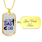 Father gift Reel Cool Dad Necklace Stainless Steel or 18k Gold Dog Tag w 24" Chain-Express Your Love Gifts