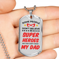 Super Hero Dad Dog Tag Stainless Steel or 18k Gold Necklace w 24" Chain-Express Your Love Gifts