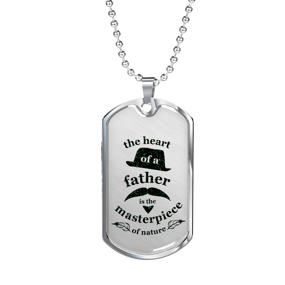 Father gift Dad GiftFathers heart Necklace Stainless Steel or 18k Gold Dog Tag w 24" Chain-Express Your Love Gifts