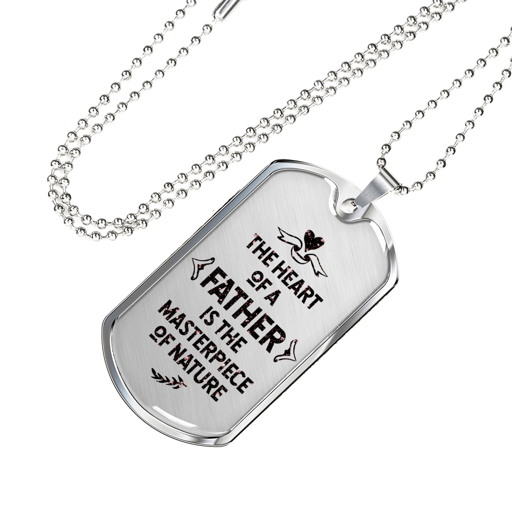 Fathers Day Dad Necklace Gift Stainless Steel or 18k Gold Dog Tag w 24" Chain-Express Your Love Gifts