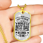 World's Best Dad Father Gift Necklace Stainless Steel or 18k Gold Dog Tag 24" Chain-Express Your Love Gifts