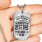 World's Best Dad Father Gift Necklace Stainless Steel or 18k Gold Dog Tag 24" Chain-Express Your Love Gifts