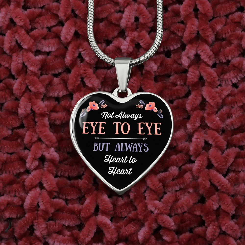 Eye To Eye Necklace Stainless Steel or 18k Gold Heart 18-22"-Express Your Love Gifts