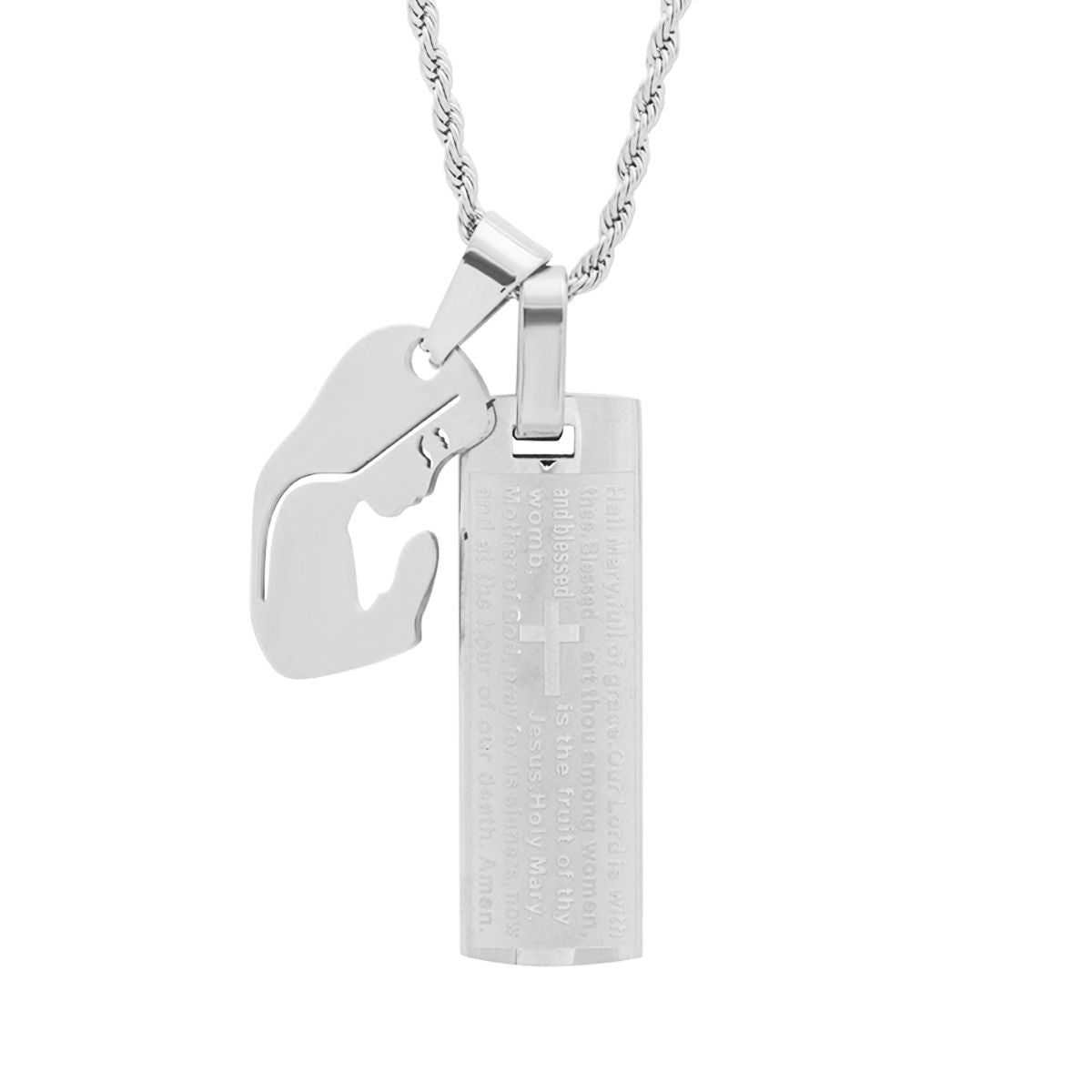 Our Father Dog Tag and Hail Mary Pendant Necklace-Express Your Love Gifts