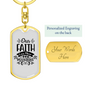 Faith Can Move Mountains Keychain Stainless Steel or 18k Gold Dog Tag Keyring-Express Your Love Gifts