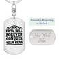Faith Conquer Fear Keychain Stainless Steel or 18k Gold Dog Tag Keyring-Express Your Love Gifts