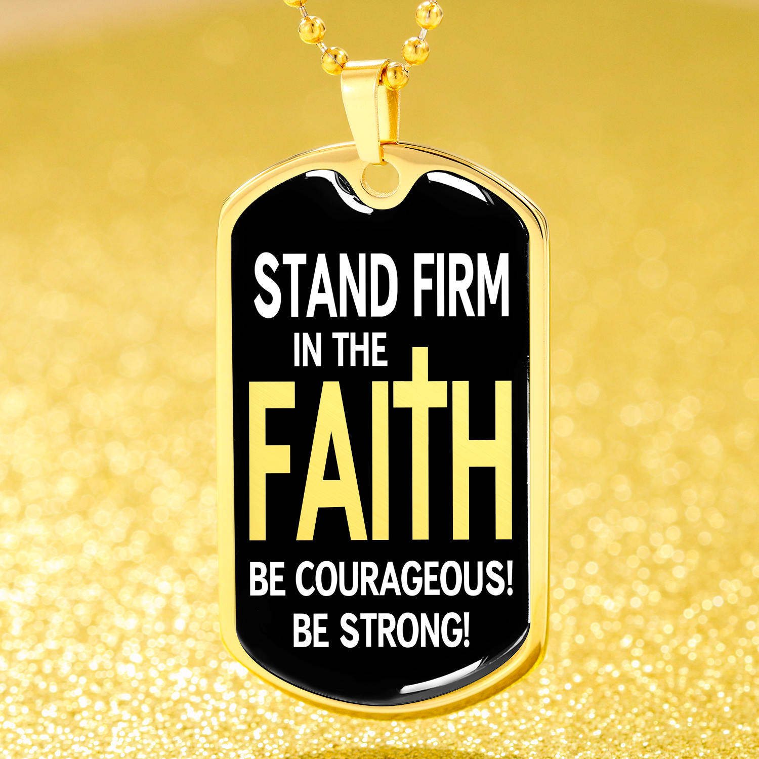 Faith Courage 1 Corinthian 16:13 Dog Tag Stainless Steel or 18k Gold Finish 24-Express Your Love Gifts