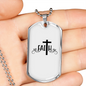 Faith Cross Necklace Stainless Steel or 18k Gold Dog Tag 24" Chain-Express Your Love Gifts