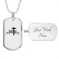 Faith Cross Necklace Stainless Steel or 18k Gold Dog Tag 24" Chain-Express Your Love Gifts