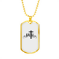 Faith Cross Necklace Stainless Steel or 18k Gold Dog Tag 24" Chain-Express Your Love Gifts