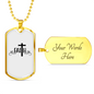 Faith Cross Necklace Stainless Steel or 18k Gold Dog Tag 24" Chain-Express Your Love Gifts