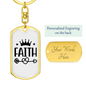 Faith Crown Keychain Stainless Steel or 18k Gold Dog Tag Keyring-Express Your Love Gifts