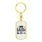 Faith Crown Keychain Stainless Steel or 18k Gold Dog Tag Keyring-Express Your Love Gifts