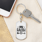 Faith Crown Keychain Stainless Steel or 18k Gold Dog Tag Keyring-Express Your Love Gifts