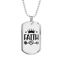 Faith Crown Necklace Stainless Steel or 18k Gold Dog Tag 24" Chain-Express Your Love Gifts