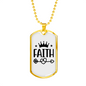 Faith Crown Necklace Stainless Steel or 18k Gold Dog Tag 24" Chain-Express Your Love Gifts