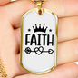 Faith Crown Necklace Stainless Steel or 18k Gold Dog Tag 24" Chain-Express Your Love Gifts