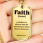 Faith Defined Hebrews Dog Tag Stainless Steel or 18k Gold 24" Chain-Express Your Love Gifts