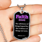 Faith Definition Purple Stainless Steel or 18k Gold Dog Tag W 24"-Express Your Love Gifts