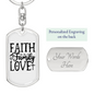 Faith Family Love Keychain Stainless Steel or 18k Gold Dog Tag Keyring-Express Your Love Gifts