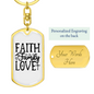 Faith Family Love Keychain Stainless Steel or 18k Gold Dog Tag Keyring-Express Your Love Gifts