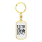 Faith Family Love Keychain Stainless Steel or 18k Gold Dog Tag Keyring-Express Your Love Gifts
