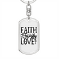 Faith Family Love Keychain Stainless Steel or 18k Gold Dog Tag Keyring-Express Your Love Gifts