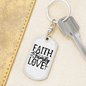 Faith Family Love Keychain Stainless Steel or 18k Gold Dog Tag Keyring-Express Your Love Gifts