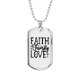 Faith Family Love Necklace Stainless Steel or 18k Gold Dog Tag 24" Chain-Express Your Love Gifts