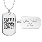 Faith Family Love Necklace Stainless Steel or 18k Gold Dog Tag 24" Chain-Express Your Love Gifts