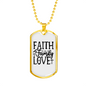 Faith Family Love Necklace Stainless Steel or 18k Gold Dog Tag 24" Chain-Express Your Love Gifts