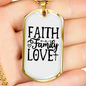 Faith Family Love Necklace Stainless Steel or 18k Gold Dog Tag 24" Chain-Express Your Love Gifts