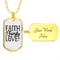 Faith Family Love Necklace Stainless Steel or 18k Gold Dog Tag 24" Chain-Express Your Love Gifts