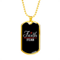 Faith Fear Cross Necklace Stainless Steel or 18k Gold Dog Tag 24" Chain-Express Your Love Gifts