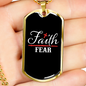 Faith Fear Cross Necklace Stainless Steel or 18k Gold Dog Tag 24" Chain-Express Your Love Gifts