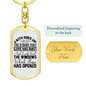 Faith Goes Up Keychain Stainless Steel or 18k Gold Dog Tag Keyring-Express Your Love Gifts