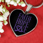Faith Hope And Love Stainless Steel or 18k Gold Heart Pendant Necklace 18-22"-Express Your Love Gifts