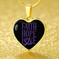 Faith Hope And Love Stainless Steel or 18k Gold Heart Pendant Necklace 18-22"-Express Your Love Gifts