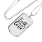 Faith Hope Cross Necklace Stainless Steel or 18k Gold Dog Tag 24" Chain-Express Your Love Gifts
