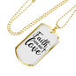 Faith Hope Cross Necklace Stainless Steel or 18k Gold Dog Tag 24" Chain-Express Your Love Gifts